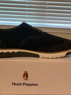 HUSH PUPPIES | Men's Black/Gray Expert Wingtip Knit Oxford Sneakers